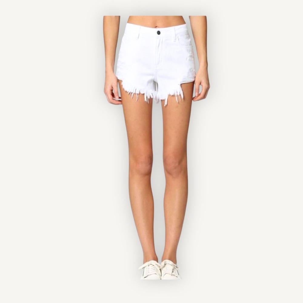 NWT Hidden Jeans High-Rise Finn -White Distressed Denim Shorts L